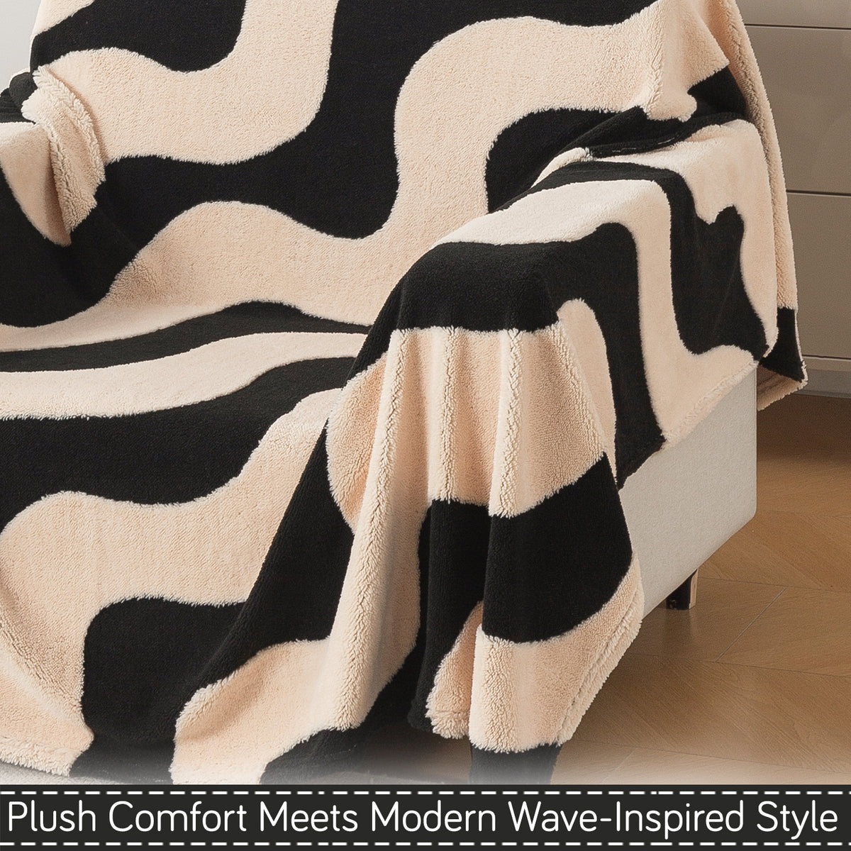 Buy Wavy Stripe Noirea Series Luxury Plush Sofa Throw Cover – Single Seater Sofas | HOKIPO