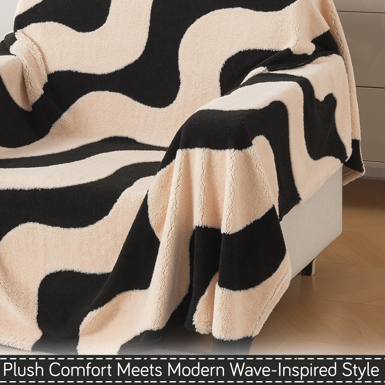Buy Wavy Stripe Noirea Series Luxury Plush Sofa Throw Cover – Single Seater Sofas | HOKIPO