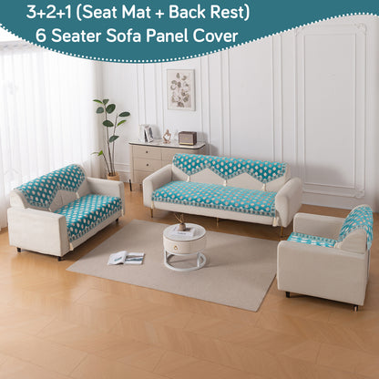 Heritage Weave Premium Jacquard Sofa Cover Set with Tassels - Emerald Teal