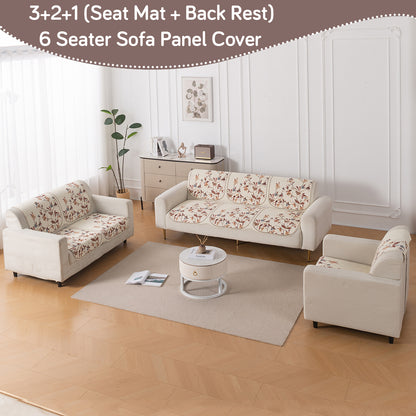 HeavenHue Fleece Soft Touch Quilted Sofa Cover Set – Washable Sofa Panel for Seat & Back - Autumn Whisper