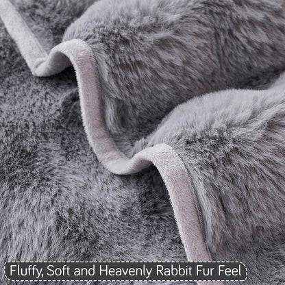 Premium Faux Rabbit Fur Anti Slip Sofa Mat for 1/2/3 Seater, Cool Grey