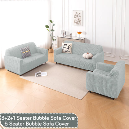 Aria Nova Elastic 280 GSM Stretchable Bubble Sofa Cover, Light Grey