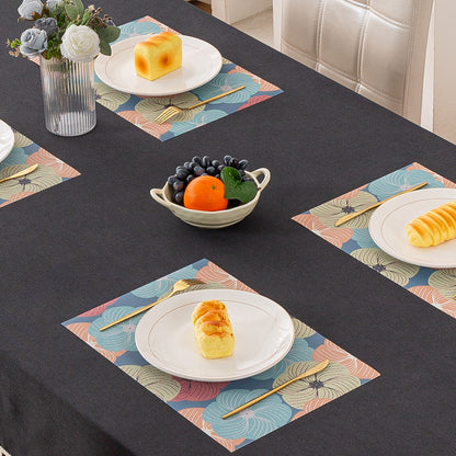 Color Splash PVC Mats for Dining Table, Floral Wheel - Teal Blue