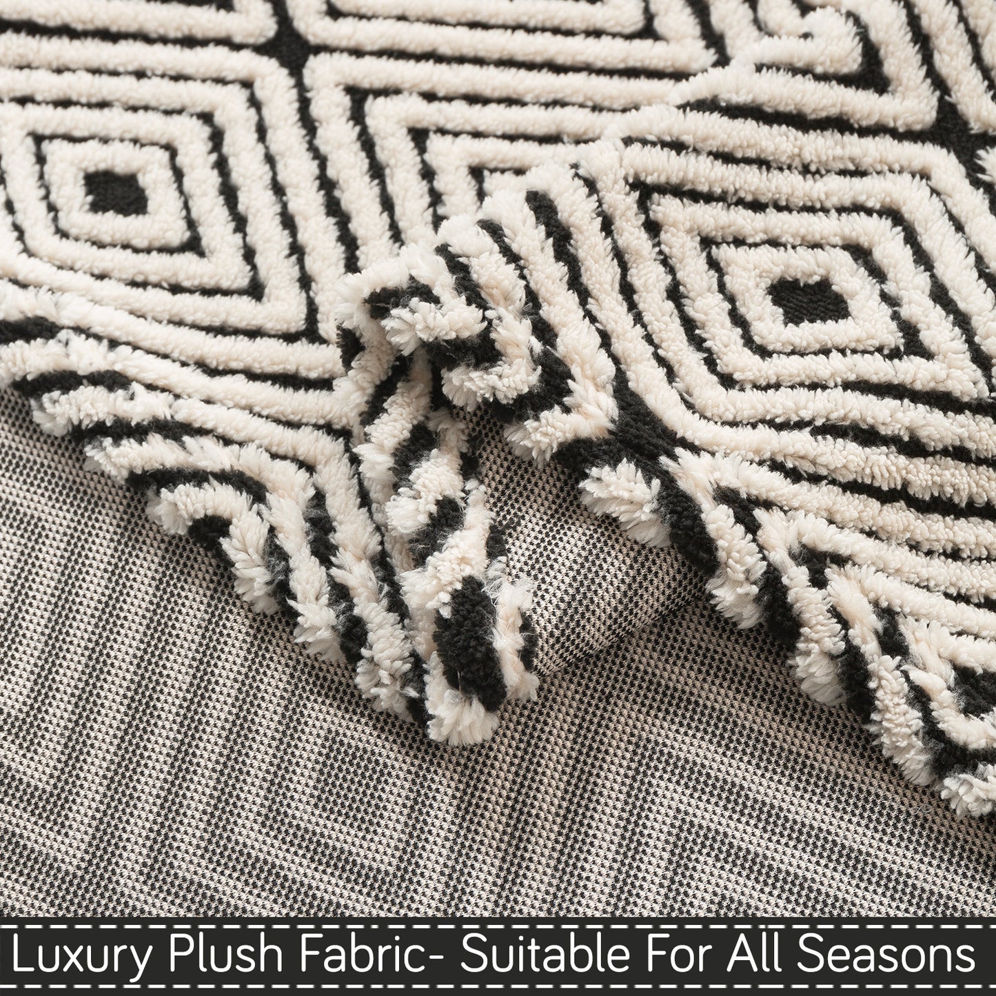 Buy Geometric Diamond Noirea Series Luxury Plush Fabric Sofa Throw | HOKIPO