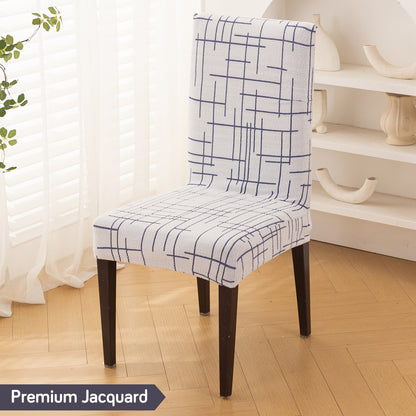 'Crossline Series' 180 GSM Jacquard Chair Cover Set 1/2/4/6, Navy Blue