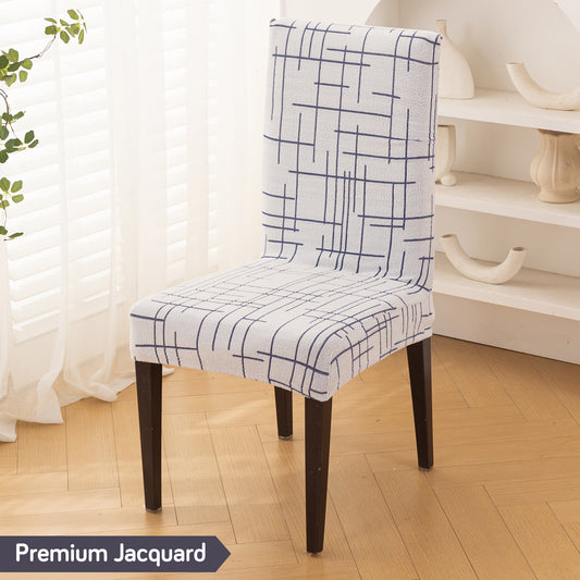 'Crossline Series' 180 GSM Jacquard Chair Cover Set 1/2/4/6, Navy Blue