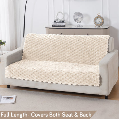 'BunnySoft Series' Plush Sofa Cover Throw for Sofa Seat & Back, Cream