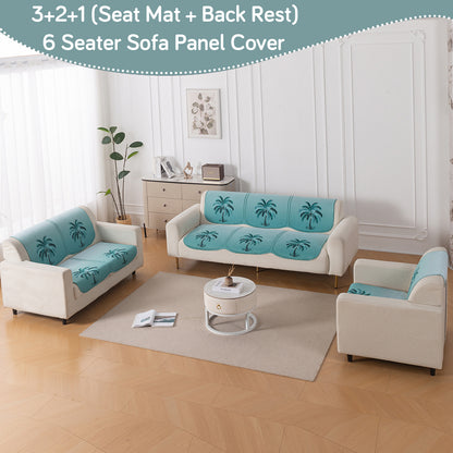 HeavenHue Fleece Soft Touch Quilted Sofa Cover Set Washable Sofa Panel for Seat & Back - Island Breeze