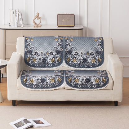 LoomVerse Quilted Sofa Cover Set Washable Sofa Panel for Seat & Back - Blue Belle