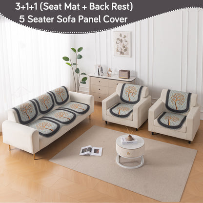 LoomVerse Quilted Sofa Cover Set Washable Sofa Panel for Seat & Back - Tranquil Tree