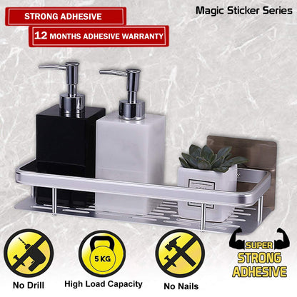 Magic Sticker Series No Drill High Grade Aluminium Kitchen Bathroom Shelf Rack