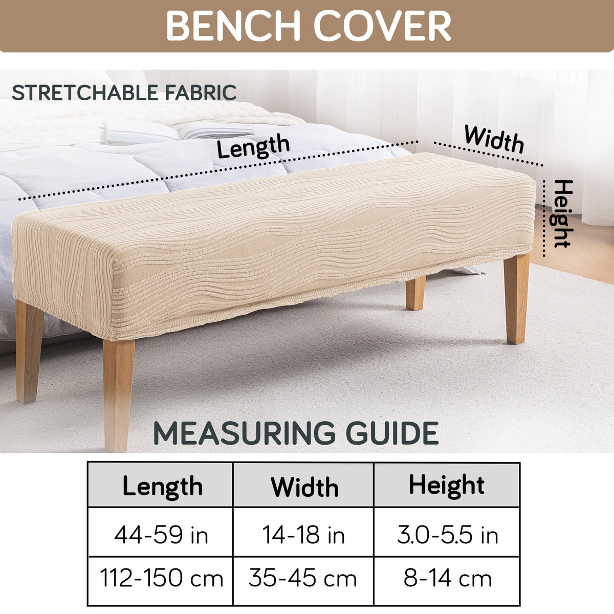 Nestiva Series 200gsm Knitting Jacquard Bench Cover - Skimmed Cream