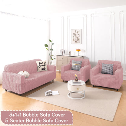 Aria Nova Elastic 280 GSM Stretchable Bubble Sofa Cover, Tea Rose Pink