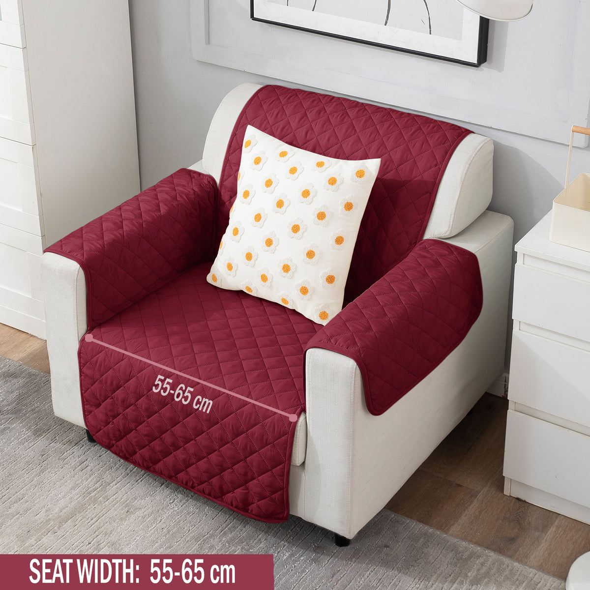 Maroon Polyester elegant single seater sofa cover