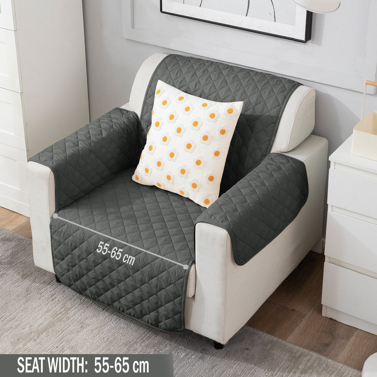 Anchor Grey elegant single seater sofa cover
