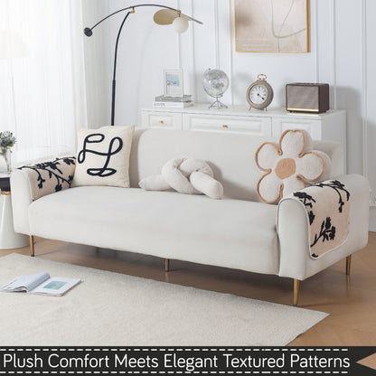 Luxury Plush Sherpa Anti-Slip Sofa Cover Mat, 'Noirea Series'| Botanical Vine