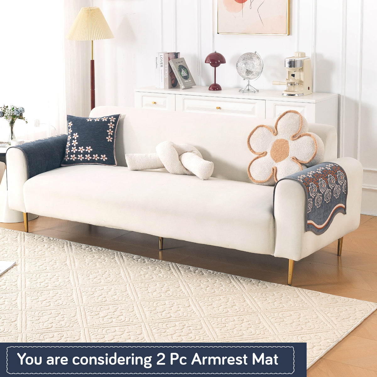 Serene Curves Sofa Cover Mat, Blossom Flower