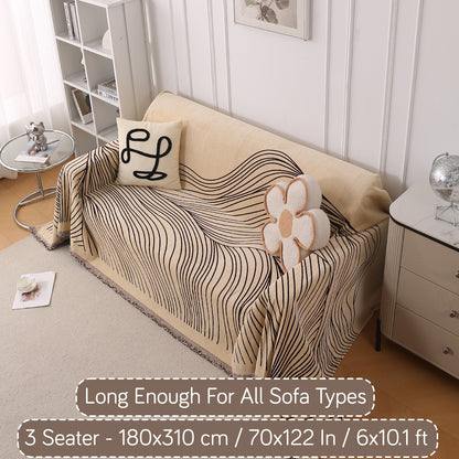 WaveLoom Collection Printed Chenille Sofa Cover Throw Blanket, Brown