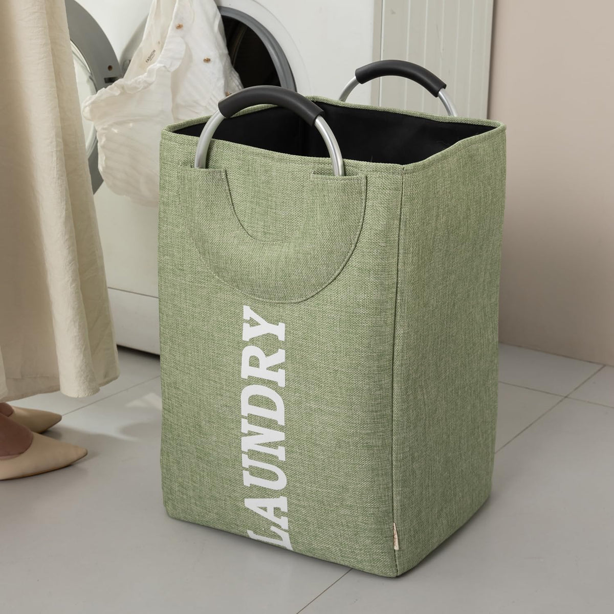Foldable Laundry Bag with Handles, 40L - Green