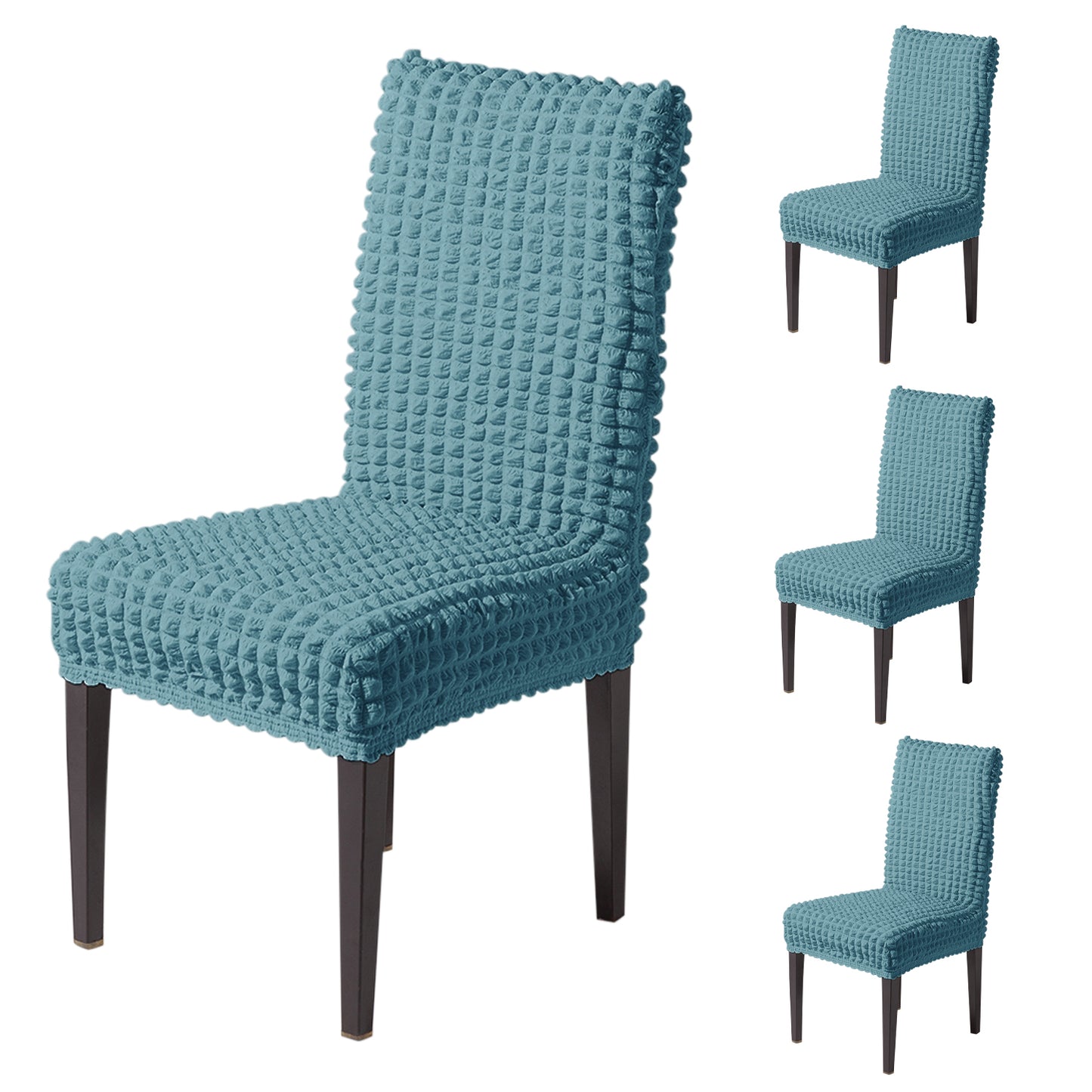 Aria Nova Bubble 280 GSM Dining Chair Cover Set of 1/2/4/6, Tropical Teal
