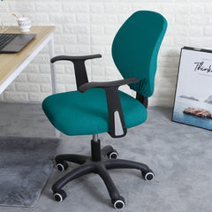 Stretchable Jacquard Office Chair Slipcover for Rotating Chair, Teal