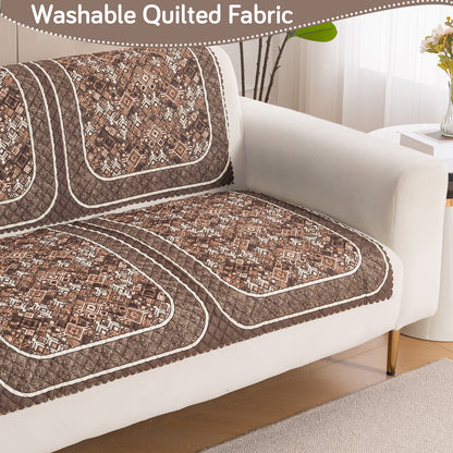LoomVerse Quilted Sofa Cover Set Washable Sofa Panel for Seat & Back - Rustic Lattice