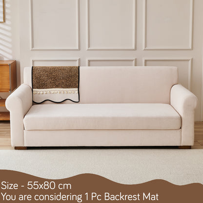 Thick Woven Weave Chenille Sofa Cover with Tassel|'Wavy Royale Series' Chestnut Brown