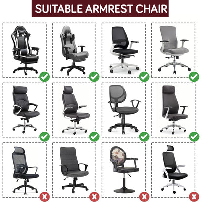 210gsm Jacquard Water Repellent Armrest Covers for Office Chair (Elastic Style), 1 Pair, Burgundy