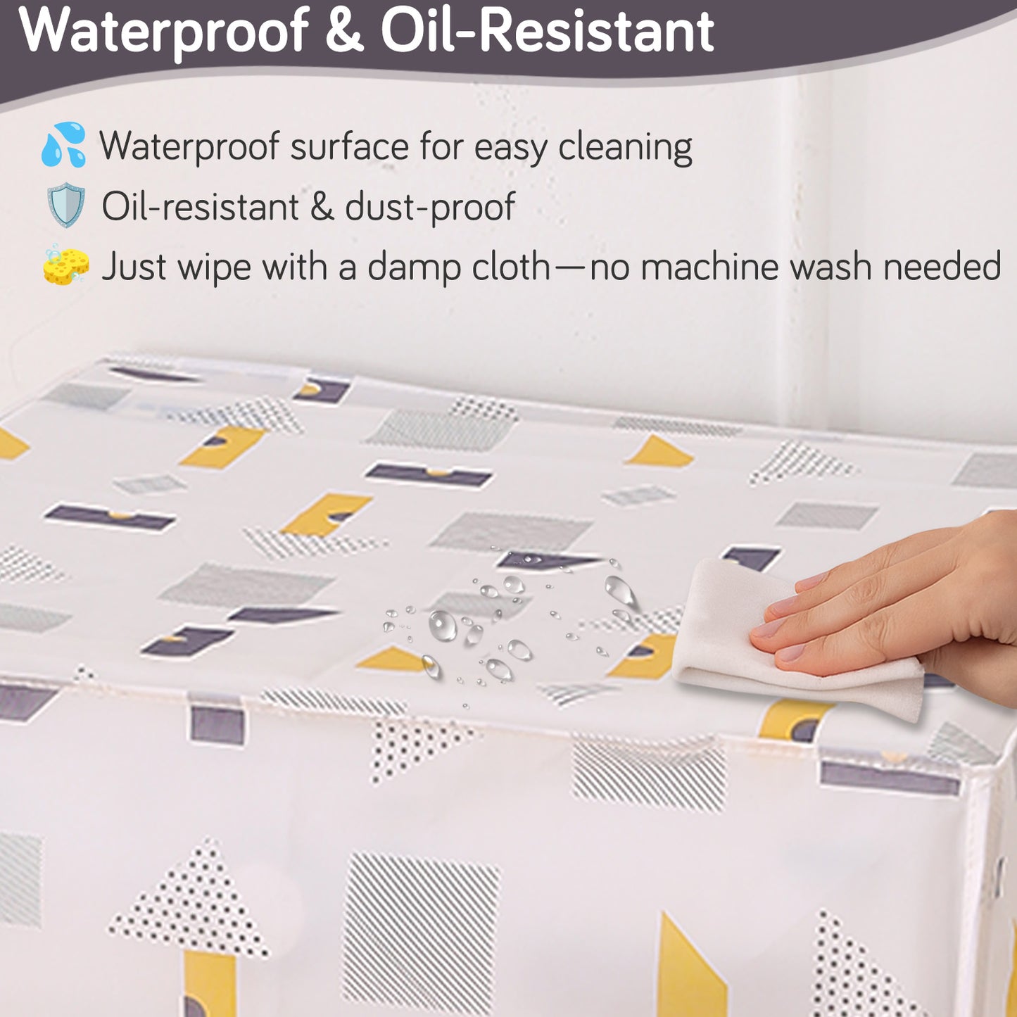 Waterproof Front Load / Top Load Washing Machine Cover | PEVA Dustproof Protective Cover for 6kg, 6.5kg, 7kg & 7.5kg Fully Automatic Machines, Geometric Abstract