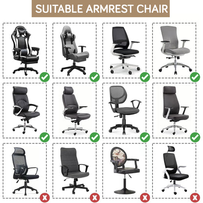 210gsm Jacquard Water Repellent Armrest Covers for Office Chair (Elastic Style), 1 Pair, Camel
