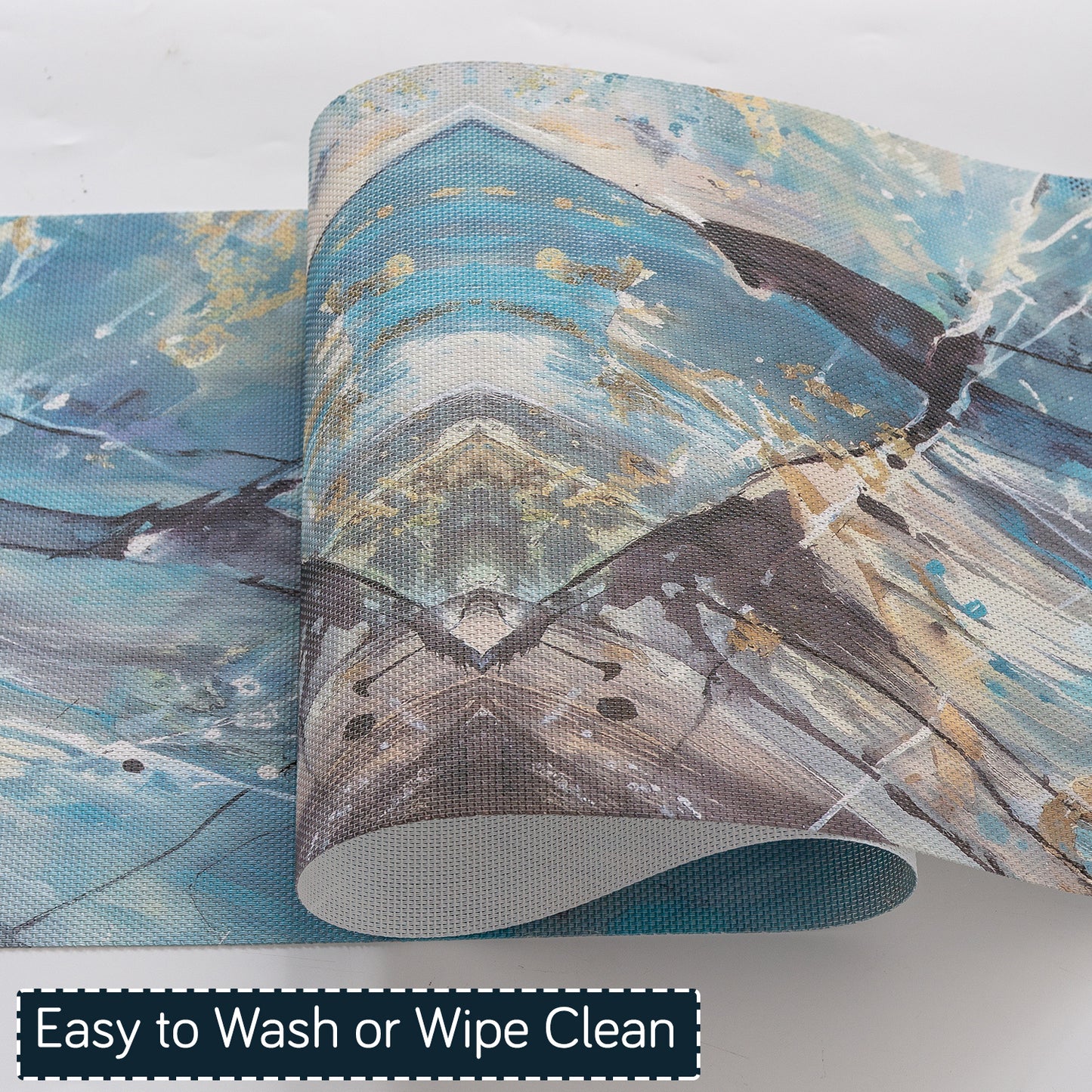 Marble Fusion PVC Mats for Dining Table, Artistic Stroke - Slate Blue