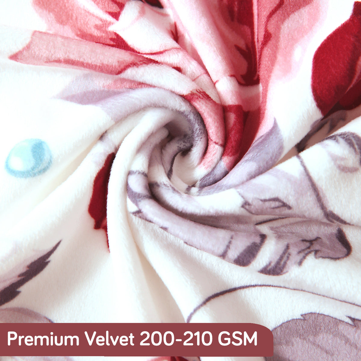 Premium Printed Velvet Dining Chair Cover Set, Red Cottage Rose
