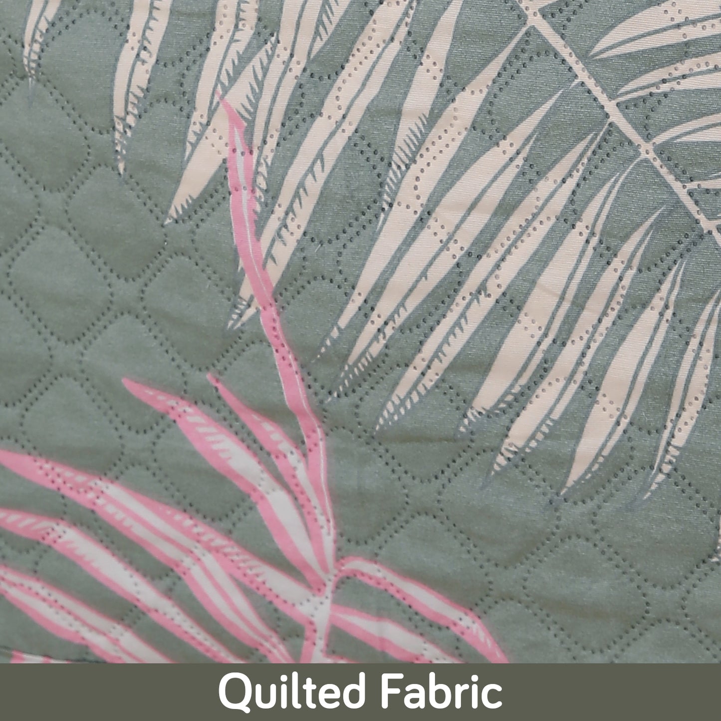 Polyester Printed Quilted Sofa Cover Mats, Tropical Leaves Pastel Green