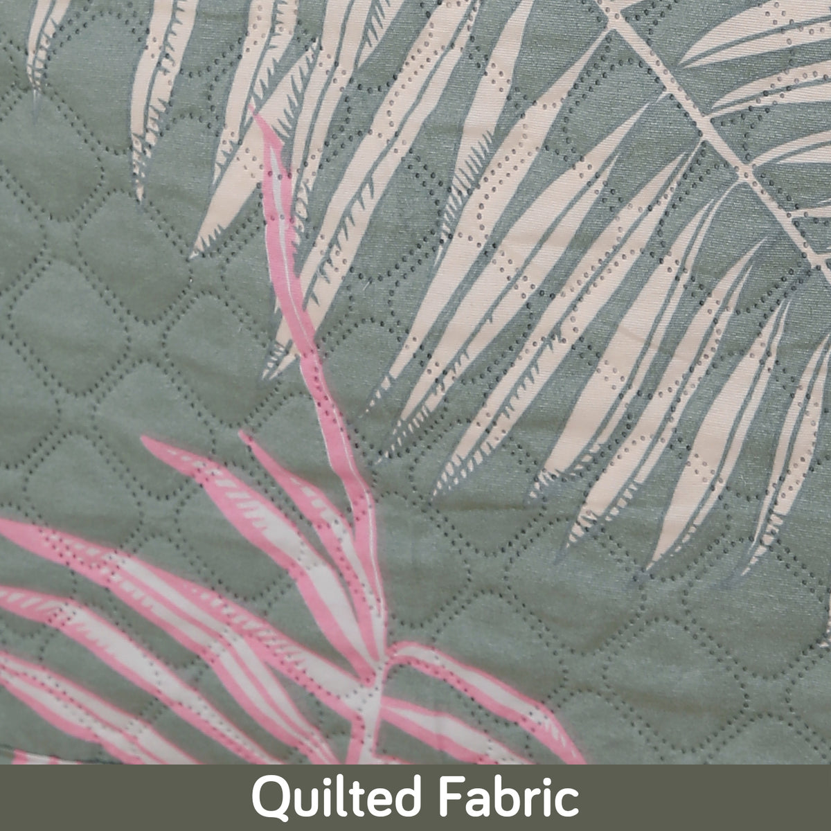 'Viva Casa' Polyester Printed Quilted Sofa Cover Mats, Tropical Leaves Pastel Green