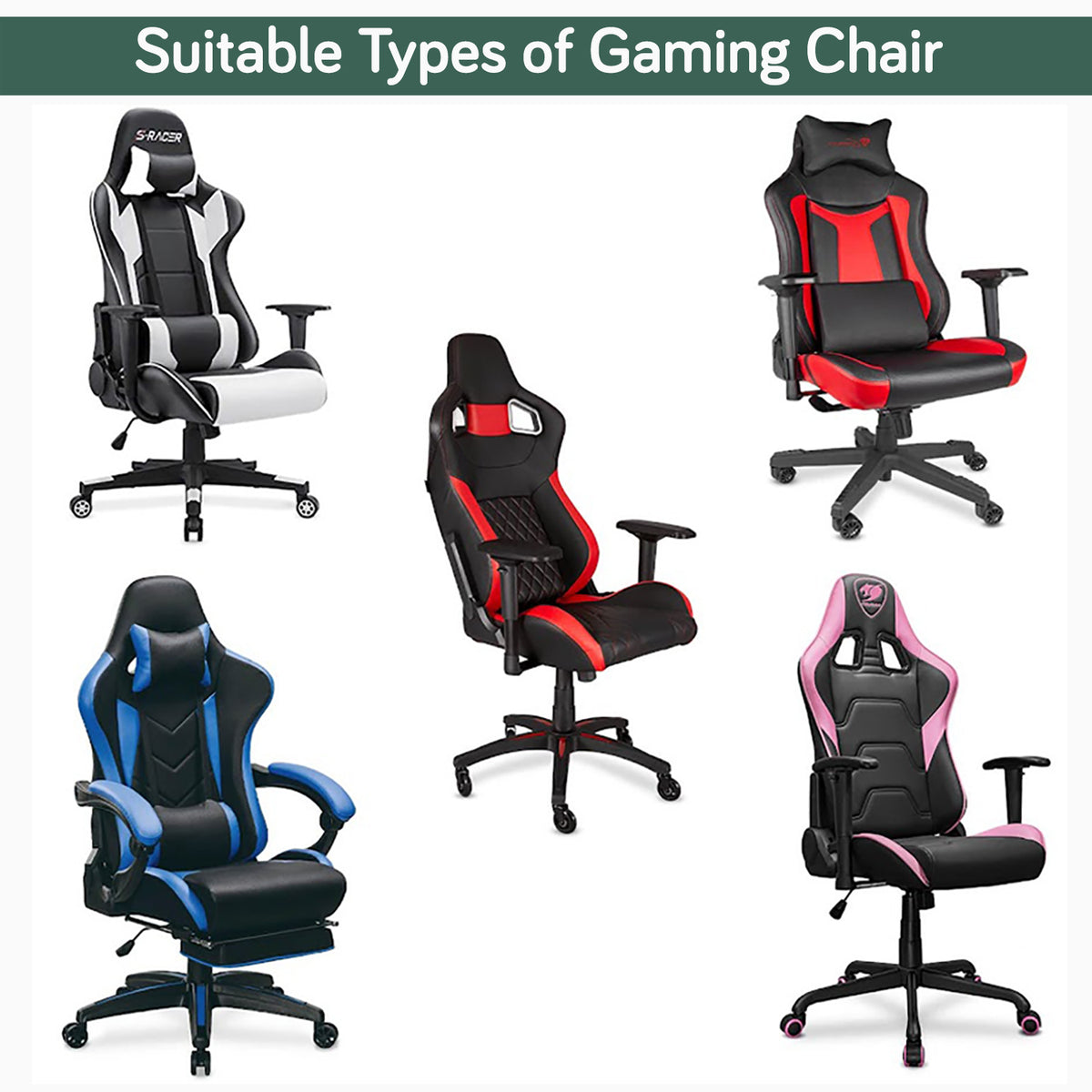 Gaming Chair Cover Elastic Jacquard Computer Rotating Chair Seat Covers Slipcover, Green