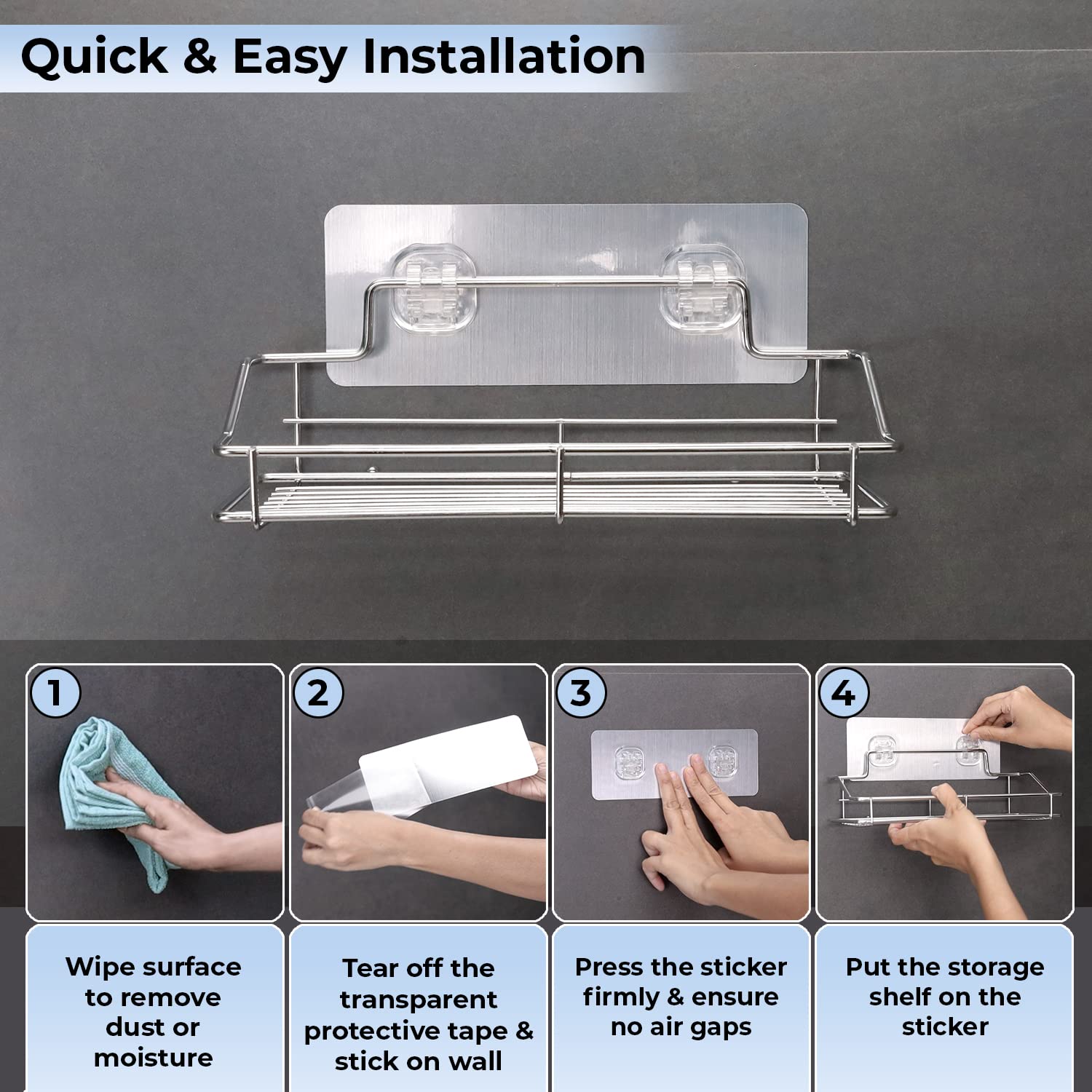 Steps to install Wall Mounted Bathroom & Kitchen Stand | HOKIPO