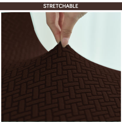 Premium Jacquard Fully Covered Cover for Swivel Dining Chair with Arms, Chocolate Brown
