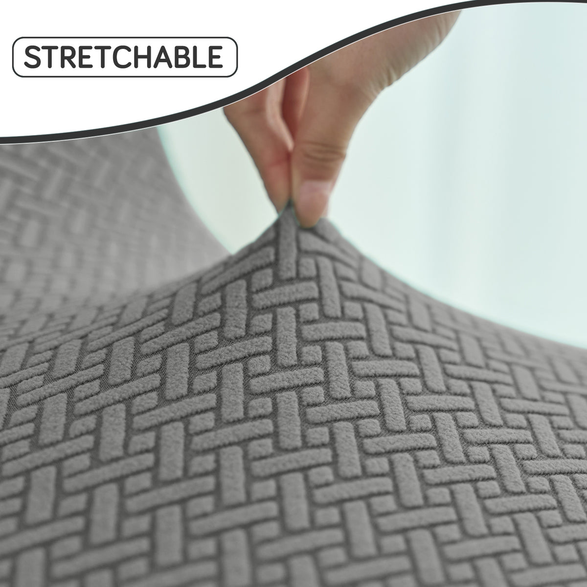 Premium Jacquard Fully Covered Cover for Mid Century Modern Dining Chair, Grey