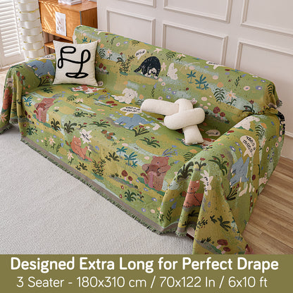 All-Season Chenille Sofa Throw, Forest Story Series