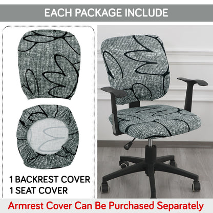 Printed Office Chair Cover for Task Chair – 140 GSM Stretchable Fabric – Washable & Anti-Slip – Fits Small Office Chairs Without Headrest, Intense Grey Abstract Floral