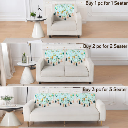 'Whispers of Nature' Series Holland Velvet Sofa Mat with Tassel, Mint Birdsong Blossom