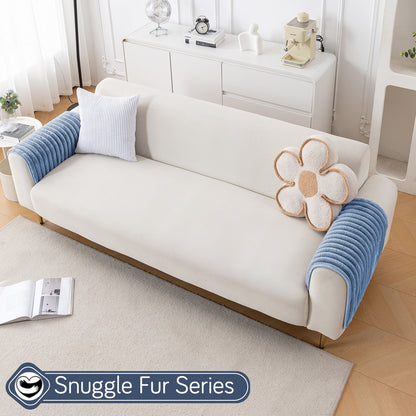 Faux Rabbit Fur Plush Anti-Slip Sofa Mat |Snuggle Fur Denim Blue
