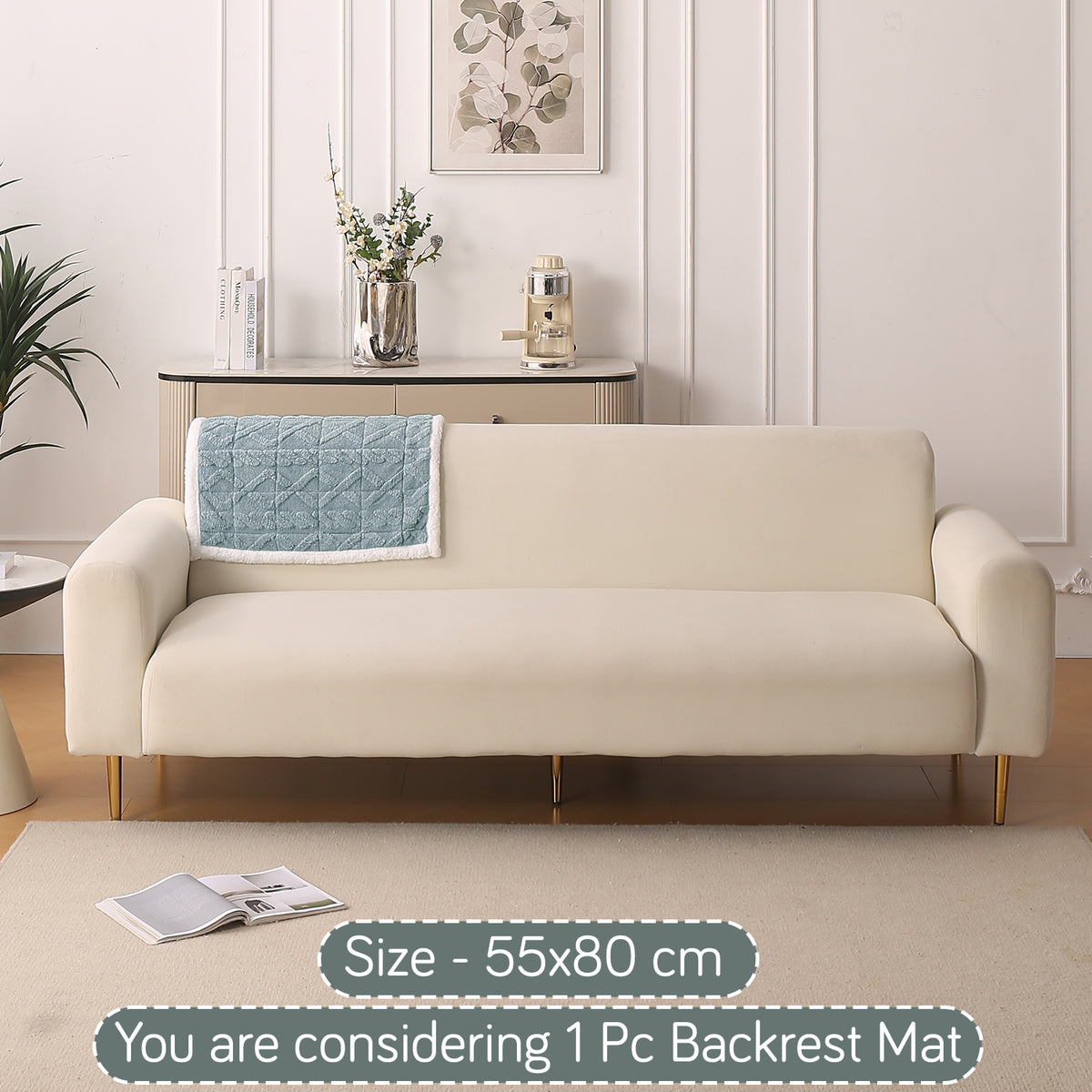 'Italian Caelora' Luxury Jacquard Plush Anti-Slip Sofa Cover Mat - Powder Blue