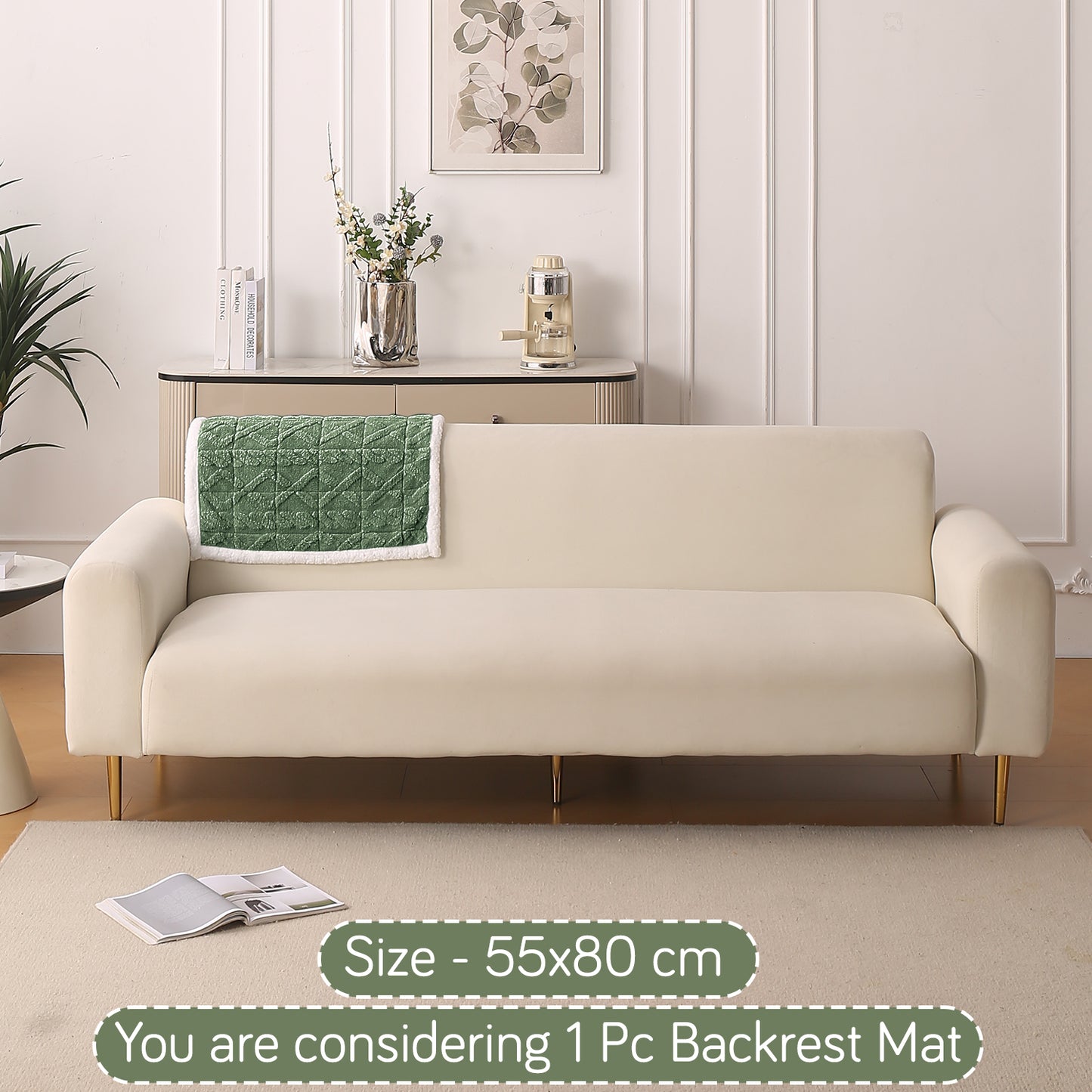 'Italian Caelora' Luxury Jacquard Plush Anti-Slip Sofa Cover Mat - Sage Green