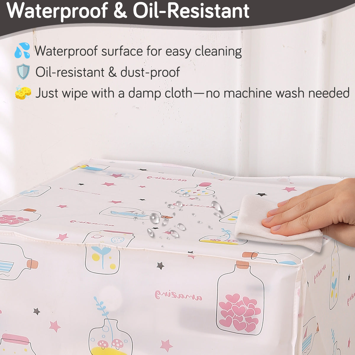 Buy waterproof washing machine cover in Whimsical Bottles Print for daily use | Hokipo