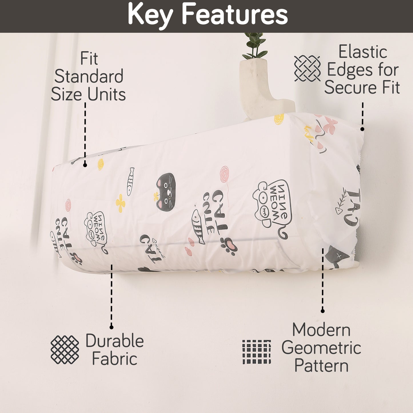 Dustproof, Waterproof & Washable Indoor AC Cover -  Playful Cats