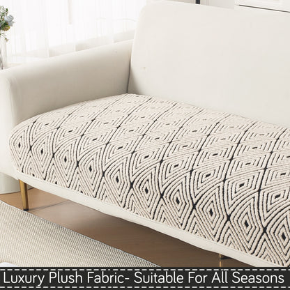 Luxury Plush Sherpa Anti-Slip Sofa Cover Mat, 'Noirea Series'| Geometric Diamond