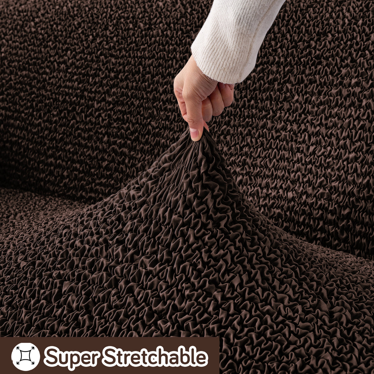 Italian Belissia Luxe Series' Super Stretchable Microfiber 1/2/3 Seater Sofa Cover, Chocolate Brown