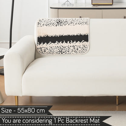 Luxury Plush Sherpa Anti-Slip Sofa Cover Mat, 'Noirea Series'| Textured Stripe