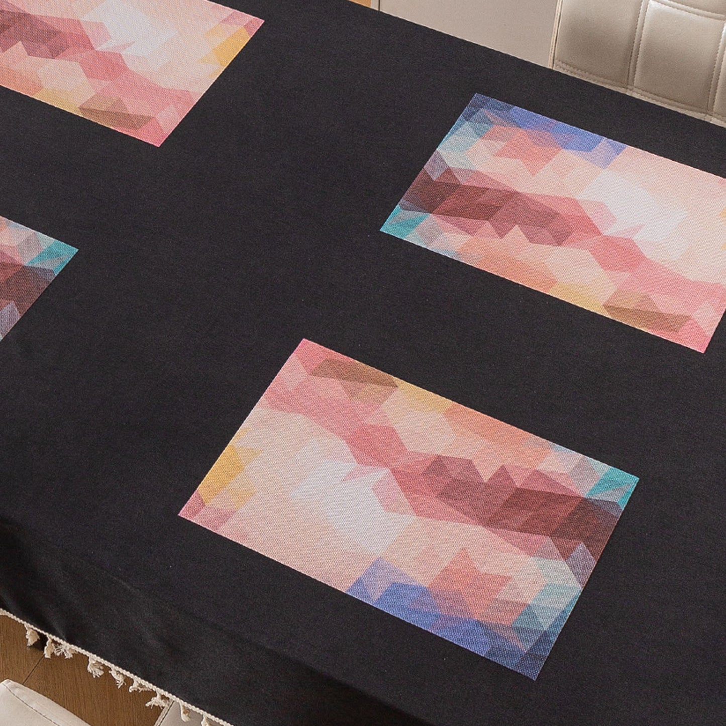 Color Splash PVC Mats for Dining Table, Abstract Polygon - Rose Mauve